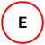 image of a red circle with an E inside of it