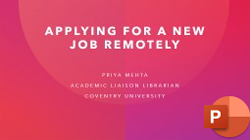 Cover slides - Applying for a new job remotely - Priya Mehta